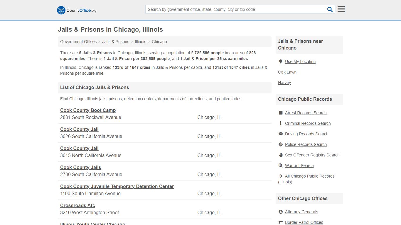 Jails & Prisons - Chicago, IL (Inmate Rosters & Records) - County Office
